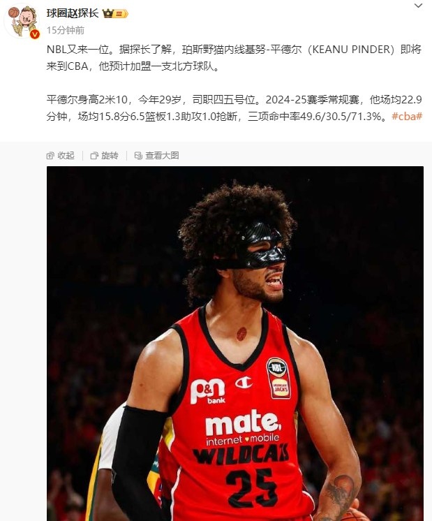 探长:NBL内线基努-平德尔即将来到CBA 他预计加盟一支北方球队